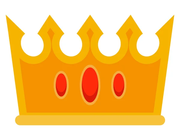 Corona Dorada Con Piedras Preciosas Rojas Hermoso Símbolo Real Estilo — Vector de stock
