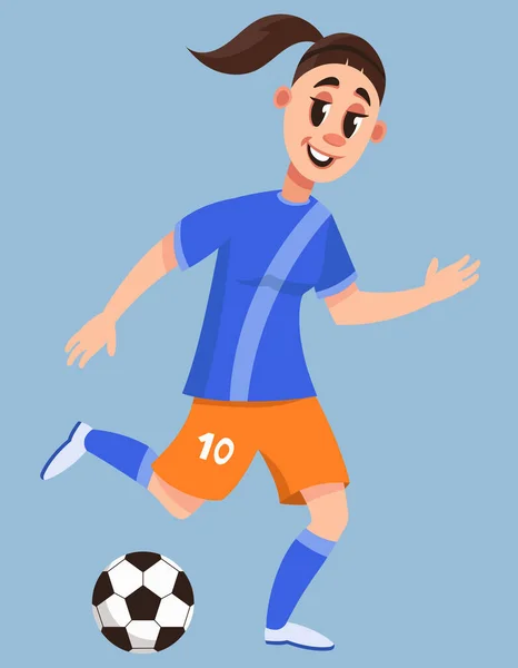 Pallone Calcio Femminile Bellissimo Personaggio Stile Cartone Animato — Vettoriale Stock