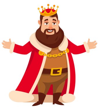  Neşeli bir kral. Çizgi film tarzında kraliyet karakteri.