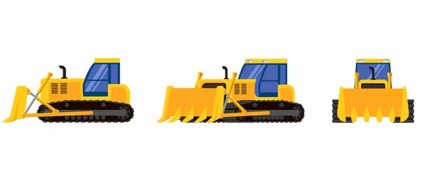 Bulldozer em diferentes ângulos. — Vetor de Stock