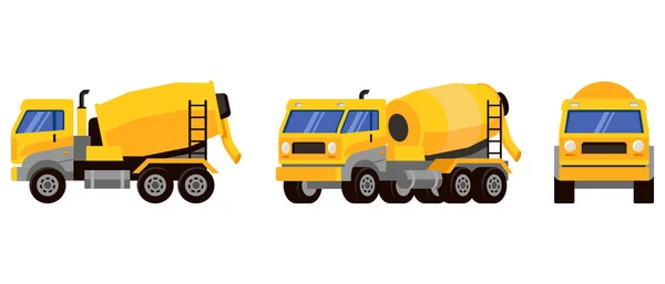 Betonnen mixer truck in verschillende hoeken. — Stockvector
