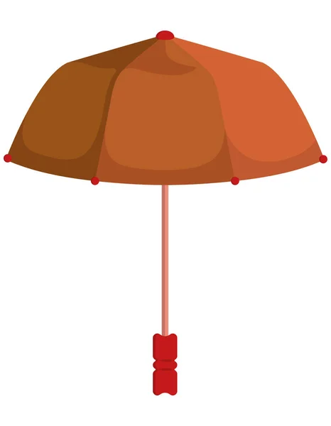 Brown Unfolded Umbrella Beautiful Accessory Cartoon Style — Stock Vector