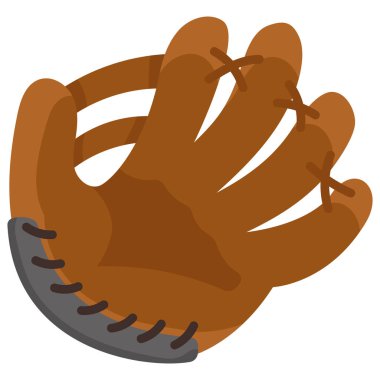  Deri beyzbol eldiveni. Çizgi film tarzında spor aletleri.