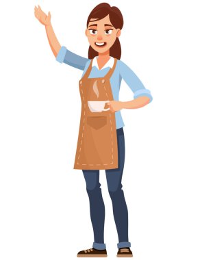 Barista elinde bir fincan çay tutuyor..