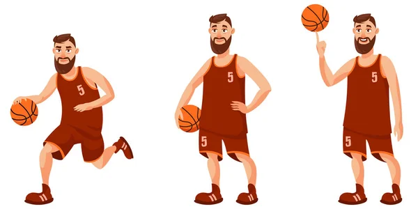 Basketballspieler in verschiedenen Posen. — Stockvektor