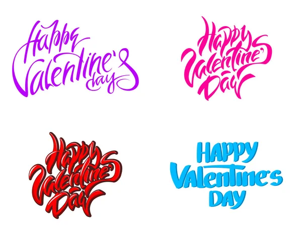 Set Happy Valentijnsdag belettering. — Stockvector