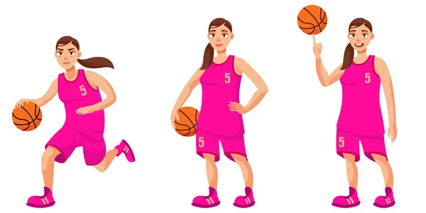 Giocatore di basket in pose diverse. — Vettoriale Stock