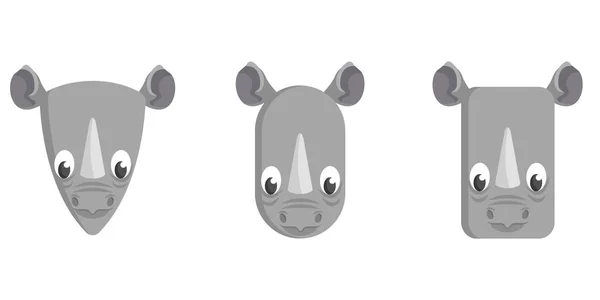 Ensemble de rhinocéros de bande dessinée. — Image vectorielle