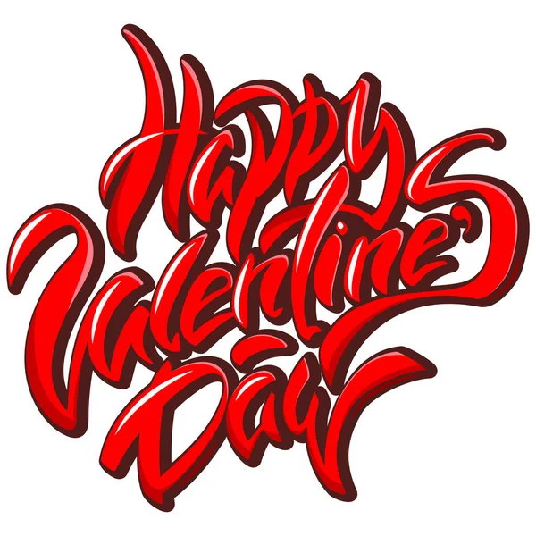 Gelukkige Valentijnsdag Belettering Cartoon Stijl Prachtige Handgetekende Kalligrafie — Stockvector