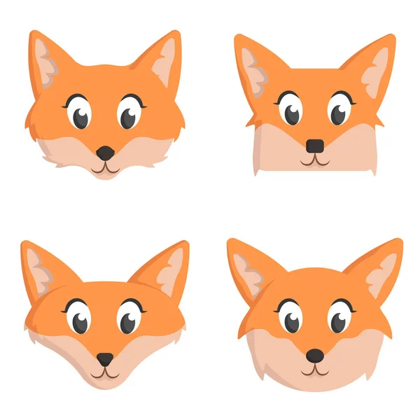 Set Cartoon Foxes Different Shapes Animal Heads — Stock Vector