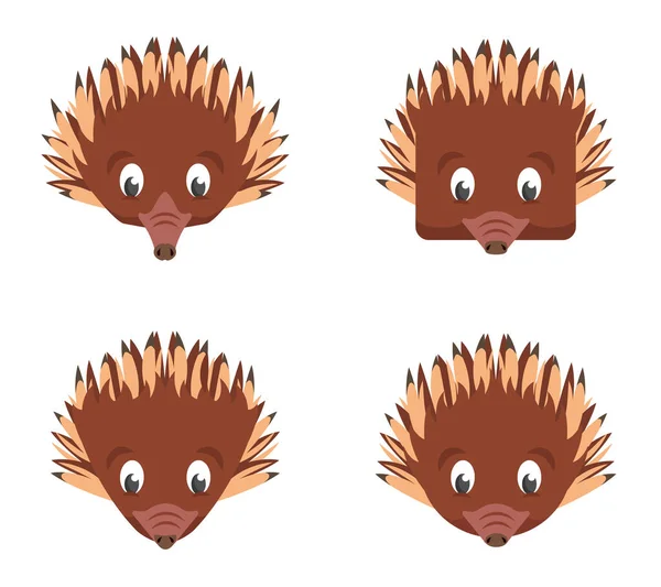 만화의 동물의 머리의 모양이 다르다 — 스톡 벡터