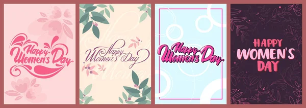 Coleção Cartões Dia Femininos Belos Cartazes Férias — Vetor de Stock