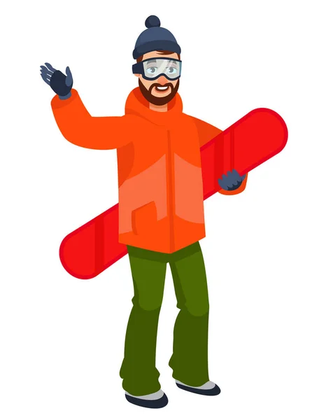 Snowboarder agitant la main. — Image vectorielle