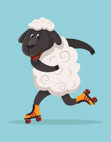 Patinação de rolos de ovelha. —  Vetores de Stock