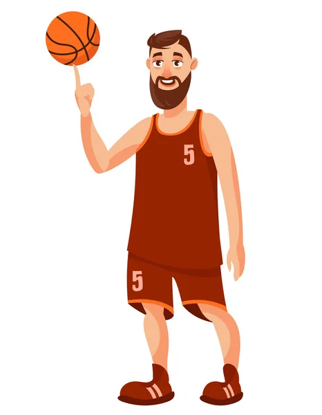 Giocatore di basket che gira palla al dito. — Vettoriale Stock