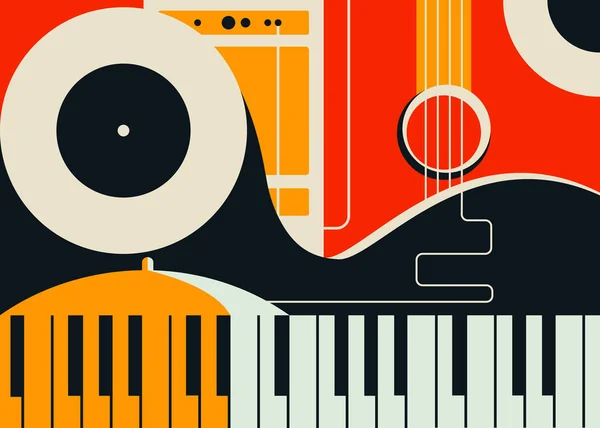 Modèle de bannière avec instruments de musique abstraits. — Image vectorielle