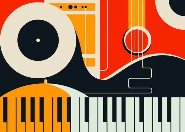 Plantilla de banner con instrumentos musicales abstractos. — Vector de stock