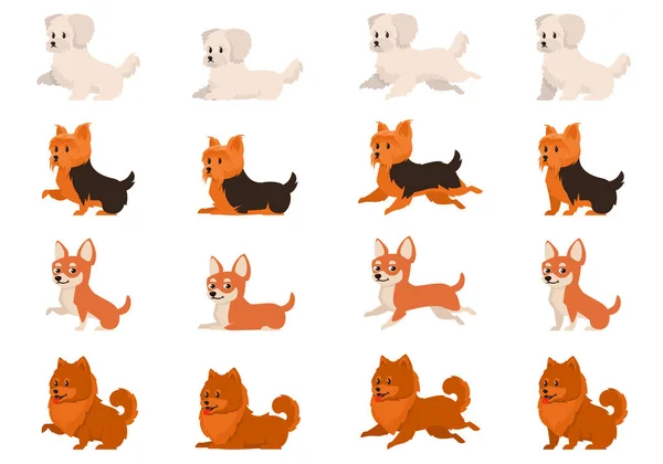 Set honden in verschillende poses. — Stockvector