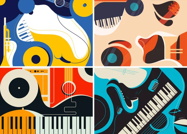 Collection de bannières jazz. — Image vectorielle