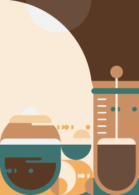  Fransız baskılı poster şablonu. Kahvaltı kavramı sanatı.