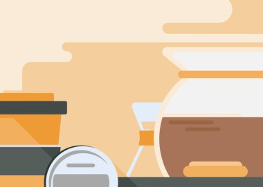 Kahve tabakları ile pankart şablonu.