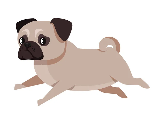Running Pug side view. — Stock Vector