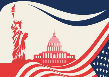 Özgürlük Heykeli ve Kongre Binası Afişi.