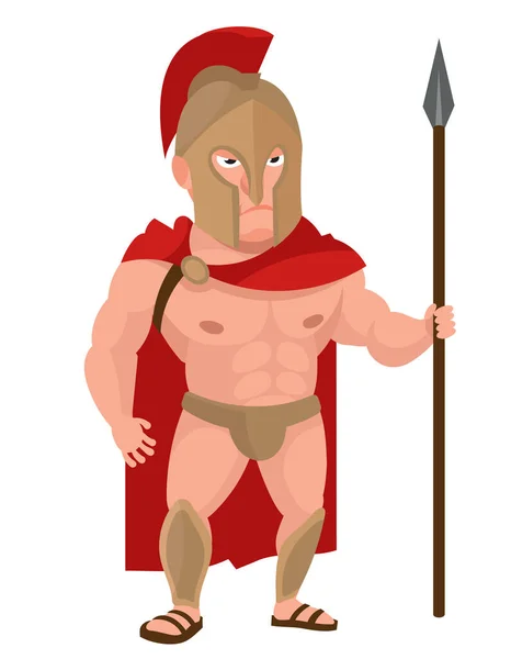Spartansk krigare som håller spjut. — Stock vektor