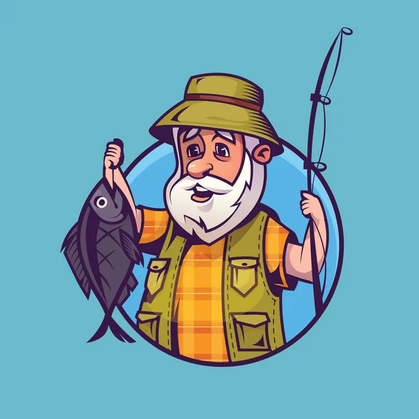 Pescador com capturas. — Vetor de Stock