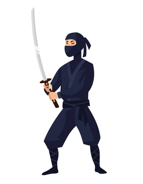 Ninja mit Katana. — Stockvektor