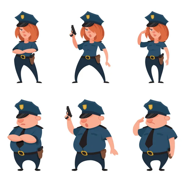 Police officers in different poses. —  Vetores de Stock