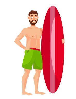 Sörf tahtası olan adam.