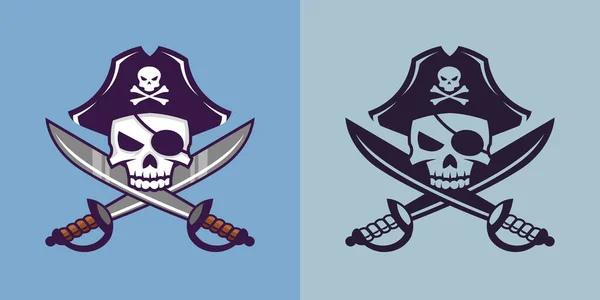 Crânio Com Sabres Cruzados Diferentes Estilos Arte Conceitual Pirata — Vetor de Stock