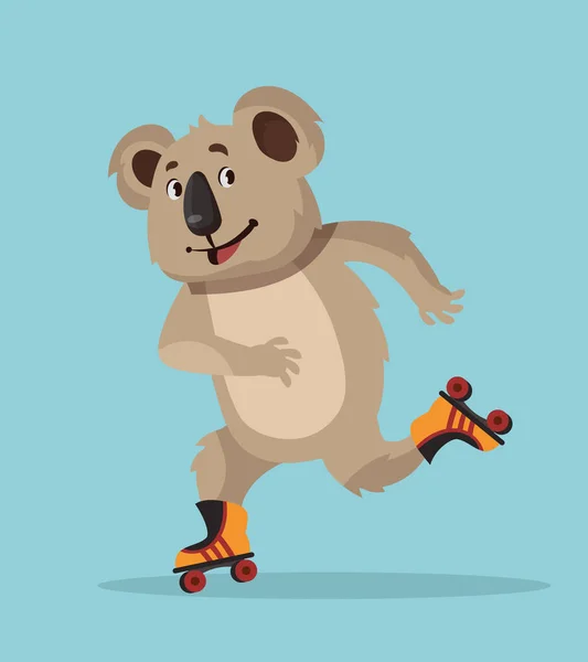 Koala schaatsen op roller. — Stockvector