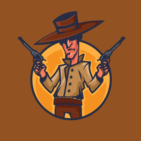 Cowboy mit Revolver. — Stockvektor