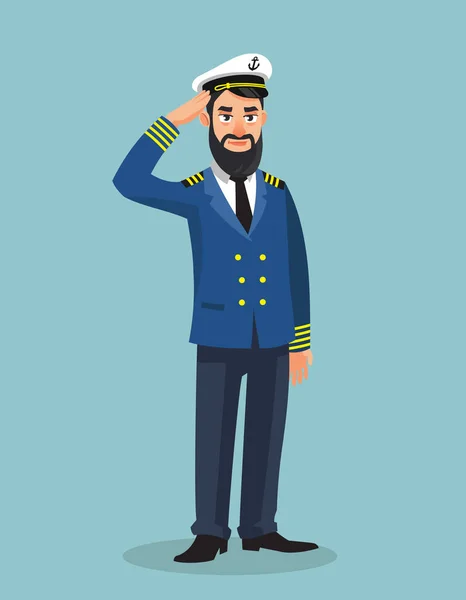 Sea captain giving salute. — Stok Vektör