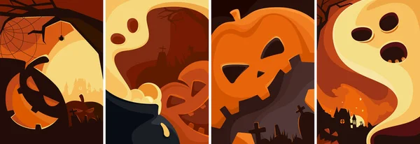 Set poster Halloween. - Stok Vektor