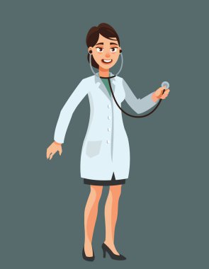 Steteskop tutan kadın doktor..