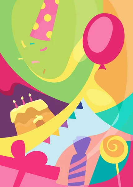 Cartaz de feliz aniversário colorido. —  Vetores de Stock