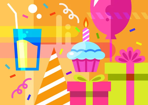 Banner feliz aniversário com diferentes atribuições. — Vetor de Stock