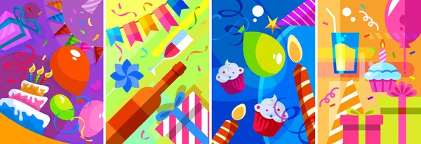 Collection of Happy Birthday posters. — Stock Vector