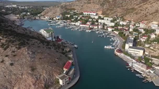 Γραφική Θέα Από Drone Στο Balaklava Bay Μπαλακλάβα Σεβαστούπολη Αξιοθέατα — Αρχείο Βίντεο