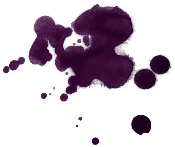 Dark Purple Ink Droplets Watercolor Smudge Element — Stock Photo, Image