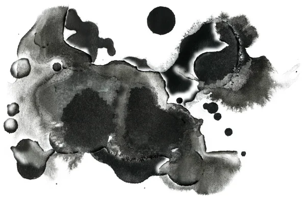 Dark Ink Droplets Watercolor Smudge Element — Stock Photo, Image