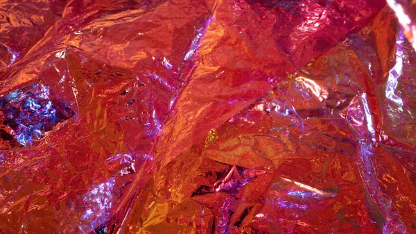 Holographic Background Real Texture Iridescent Film Bright Red Colors — Stock Photo, Image