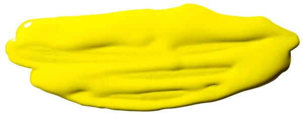 Mancha Acrílica Pincel Amarelo Desenho Mão Real — Fotografia de Stock