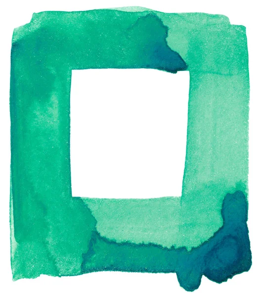 Green Watercolor Square Stain White Background Isolated — Stock Photo, Image