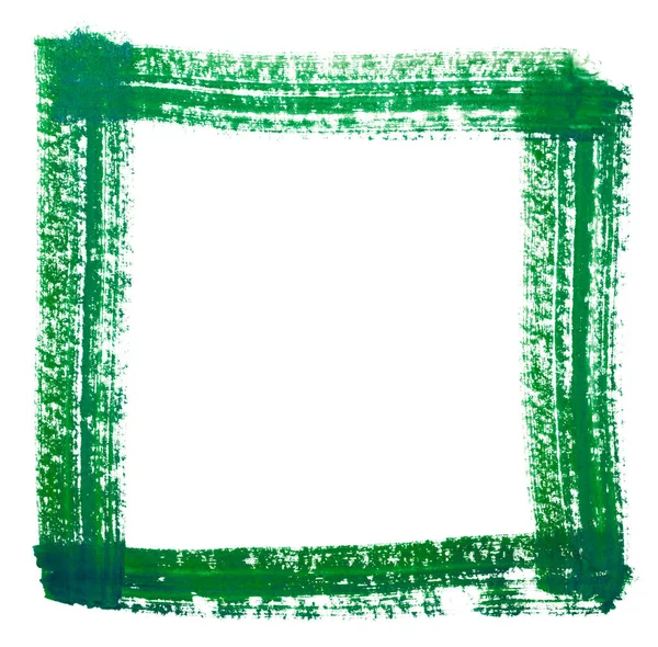 Ручний Намальований Зелений Акварельний Квадрат Білому Тлі Суха Рамка Пензля — стокове фото