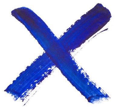 suluboya haç artı beyaz arkaplan üzerine el mavisi çizilmiş