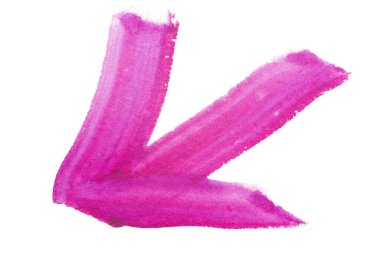 Beyaz arkaplanda el çizimi suluboya ok mor izole